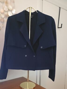 Women's Navy Double-Breasted Suit Jacket by Zara